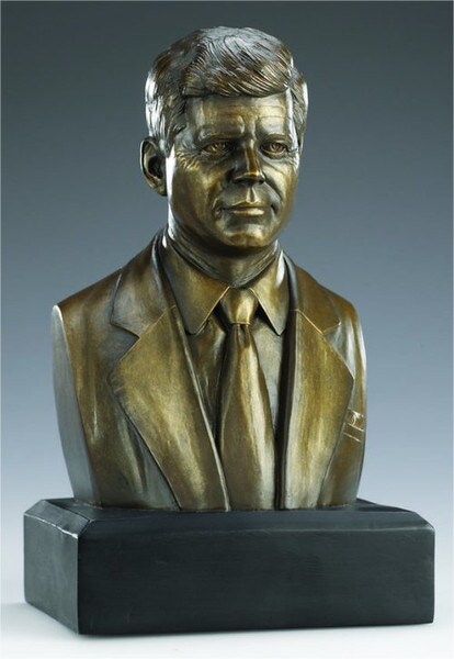 John F. Kennedy Bust Portrait Statue Bronze Presidential Sculpture